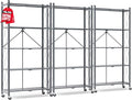 ALANNG 70.7" H Metal Storage Shelves, 5 Tier Folding Shelf on Wheels | Heavy Duty, No Assembly, Rolling, Collapsible Rack Unit for Kitchen, Basement, Pantry (Gray,3 Pack)