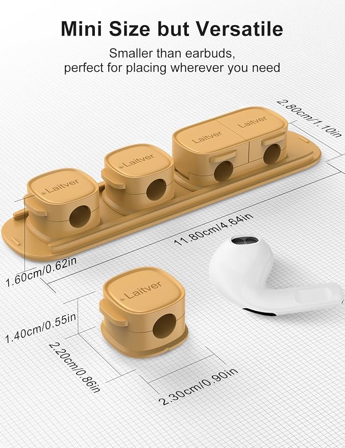 6 Pack Magnetic Cable Clips [1s Open/Lock], Cord Organizer Holder | Strong Adhesive Desk Cable Management- Organize Charging Cords Neatly for Home, Office, Car,Desk, Nightstand-Milk Coffee