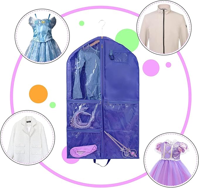 Waterproof Hanging Garment Bag,2 Pack 40 inch Garment Bags for Hanging Clothes,Garment Bags for Travel Storage,Dance Clothes Bag,Kids Garment Bag for Dance Costumes,Sports,Skating,Theatre,Beauty