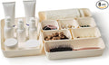 ISSEVE 8Pcs Nesting Silicone Drawer Organizer Trays, 4 Size Versatile Vanity Bathroom & Desk Drawer Organizer Set Storage Bins for Office,Kitchen,Nightstand,White