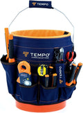 TEMPO PA9100 5 Gallon Bucket Tool Organizer - 600D Fabric Bucket Tool Bag 5 Gallon - 30 Pockets, 9 Slots, PVC Coating