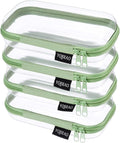 YQBRAO 4-Pack Clear Hard Shell Zipper Case, 1.2mm Ultra-Thick Diaper Bag Organizer Pouches, Rigid Self-Standing Travel Makeup Bags with YKK Zippers, TSA Approved, Green