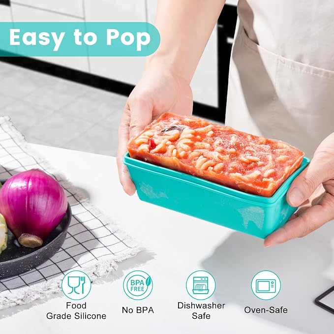 Gemice Silicone Freezer Molds with Lids, 6-Pack 1-Cup & 2-Cup | Oven & Dishwasher Safe, BPA-Free Soup Portion Cubes Trays, Freezer Containers for Food Storage