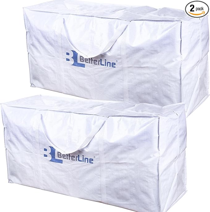Extra Large Storage Bag - Heavy Duty 45x22x16 Inches Huge Tote Duffel with Max Load of 100 lbs. (45kg) - Tear-resistant & Water-resistant Polypropylene Woven Cloth, With Zippers
