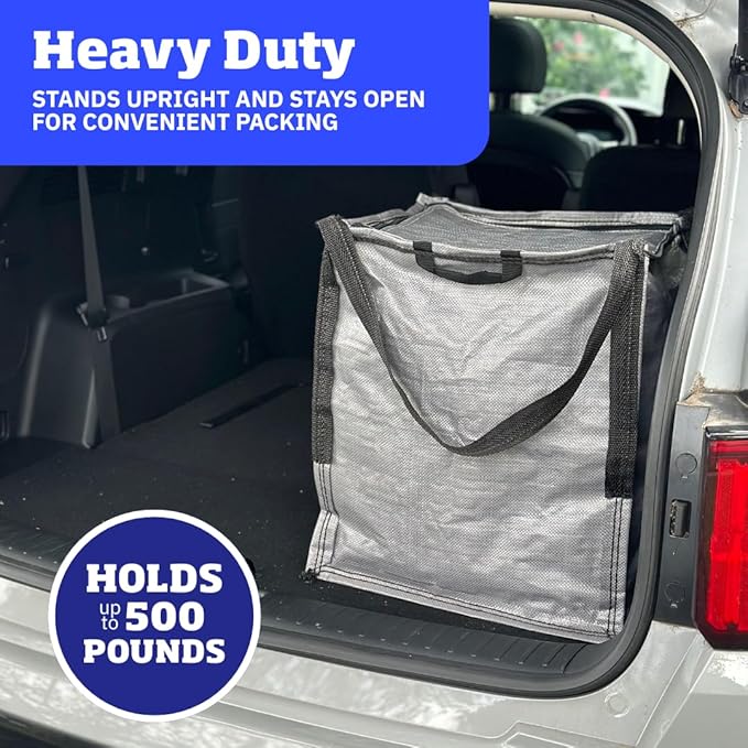 DURASACK Heavy Duty Storage Tote Bag with Zipper Top 22-Gallon Rugged Woven Polypropylene Moving Bag, Reusable Self-Standing Design, Holds up to 500 Pounds, Single, Gray