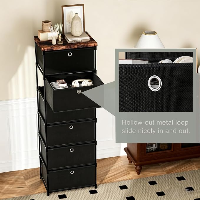 LUKYTOWER Fabric Cube Storage Organizer with Bins | Sturdy 6 Cubby Shelf, Multifunctional Compact Space Saver, Large Capacity Shelves, Closet, Living Room, Dorm, Yarn
