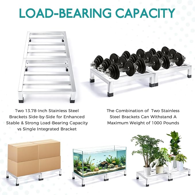 2 Pack Stainless Steel Dunnage Rack, 13.78" L x 13.78" W x 3.94" H,Heavy Duty Floor Stand, Multifunctional Food Storage Rack, Floor Risers for Restaurant Kitchen Shop