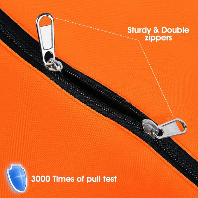 CIVJET 6 Pack Extra Large 90L Heavy Duty Moving Bags with Zippers and Handles - College Packing Bags for Clothes, Storage, Camping Essentials (Orange)