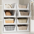 Proarea Stackable Closet Storage Bins, 5 Pack Closet Organizers and Storage, Open Front Plastic Shelf Baskets, Foldable Organizer Bins for Clothes, Towels and Linens, White