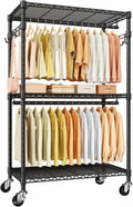 ULIFHOME P1 Rolling Clothes Rack, Portable Wardrobe Closet with Wheels, Heavy-Duty Closet Clothing Rack for Hanging Clothes, 35.5" W x 15.7" D x 80.5" H, Hold 500lbs, Black