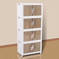 Kozyard Foldable Storage Bins with Lids Stackable Storage Bins with Doors and Wheels Magnetic Dual-Opening Doors Storage Containers for Bedroom, Living Room, Closet, Laundry (White-4Pack)