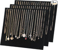 20 Slots Big Necklace Display Board for Selling, Velvet Necklace Jewelry Organizer Stand for Shop Store, Necklace Hanger Holder Rack for Show (3pc Black)