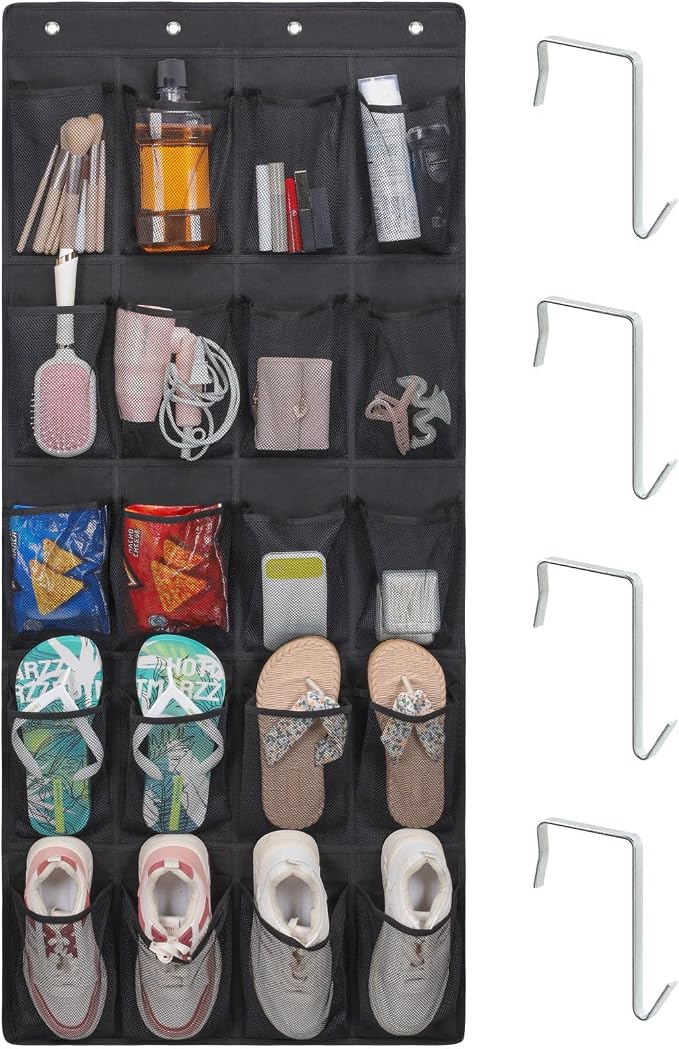F-color Over the Door Organizer for Cruise - 20-Pocket Hanging Organizer | Tool-Free Mount with 4 Metal Hooks, See-Through Mesh Pockets, Lightweight & Foldable, Space-Saving for Travel and Daily Use