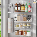 Magnetic Spice Rack for Refrigerator, 6 Pack Strong Magnet Spice Organizer with Paper Towel Holder, Utensil Holder, Moveable Magnetic Fridge Shelf for Kitchen Organization and Storage (White)