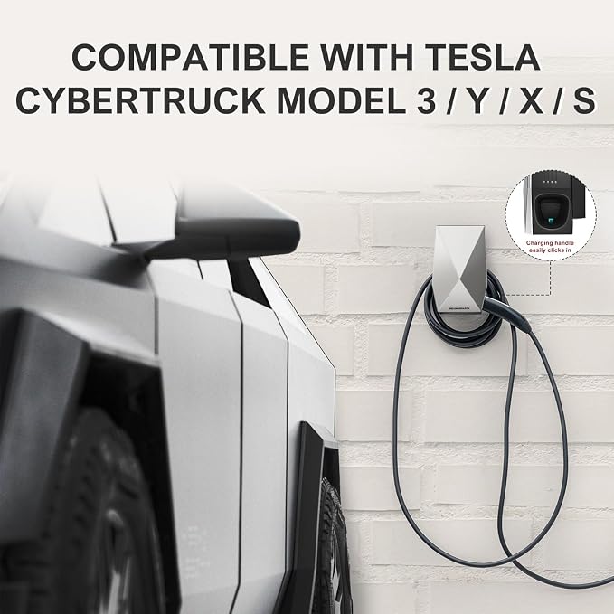 SEVEN SPARTA Aluminum Charging Cable Holder Wall Mount for Tesla Charger | Upgraded Aluminum with UMC Holder, Side Holster to Save Space, For Tesla Model 3 Y X S Cybertruck Mobile & Wall Connector