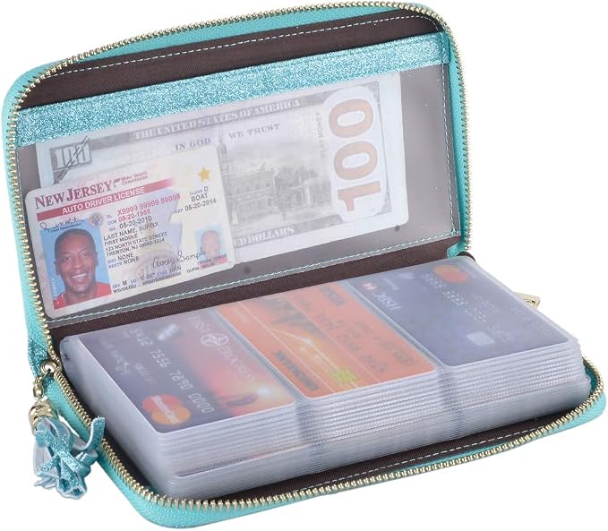 Easyoulife Credit Card Holder Wallet Womens Zipper Leather Case Purse RFID Blocking