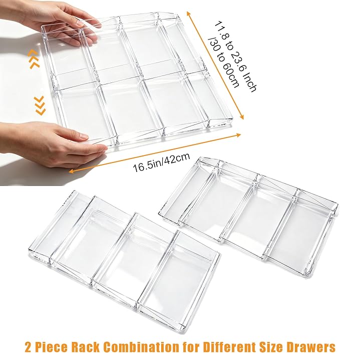 Spice Drawer Organizer,4 Tier Clear Acrylic Spice Rack for Drawer | Expandable 12" to 23", Seasoning Organizer Tray for Kitchen Drawer,Keep Spice Labels Visible and Easy to Grab,Organizer Only