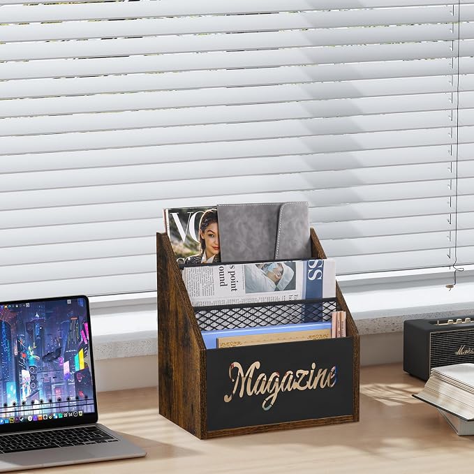 YINMIT Magazine Holder, Stepped 3 Tier Magazine Rack Floor | Magazine Storage Basket, Folder Organizer Bin for Magazines, Books, Newspapers