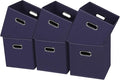 Black Fabric Cubby Storage Bins,13x13x13 Inches ,Cube Organizer Bin Foldable Storage Boxes with Dual Handles Fabric Organizer Box and collapsible Storage basket,Set of 6,Navy Blue
