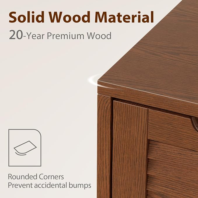 WoodsWhisper Solid Wood Shoe Cabinet for Entryway with 3 Flip Drawers, Narrow Shoe Organizer with Breathable Slatted Doors, Freestanding Hidden Shoe Rack for Hallway (Walnut, 32" W)