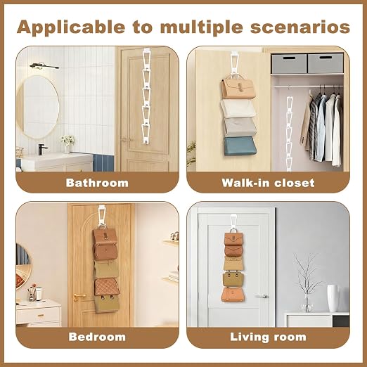 3-in-1 Installation Purse Hanger Organizer Over The Door Metal Hooks for Hanging Over The Door Bag Hanger Holder Rack Purse Organizer Bags Storage with 5 Hooks for Closet