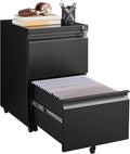 Approgreent 2 Drawer Metal File Cabinet, Fully Assembled Locking Filing Cabinet with Anti-Tipping Wheels, Quiet Slide, Heavy-Duty Steel Construction, Fits A4 Letter Legal for Home Office, Matte Black