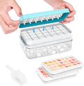 0.8“ Ice Cube Tray with Lid and Bin, PHINOX 56 Cubes Ice Trays for Freezer, Ice Cube Trays for Freezer with 2 trays, Container, Lid & Ice Scoop, BPA Free, Blue(28Cubes/Tier)