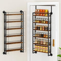 IBUYKE Over the Door Spice Organizer,Door or Wall Mount,Brown TLJ028H | 6 Tier Wall Mounted Spice Rack Adjustable Hanging Storage Shelves Spice Organization for Kitchen cabinet Bathroom Closet