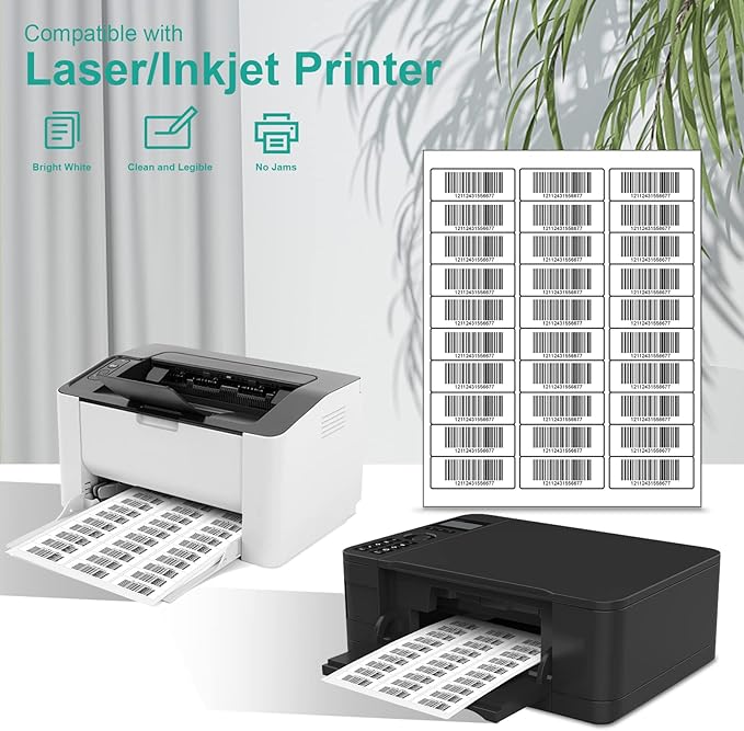 MFLABEL Address Labels, 1" x2-5/8 Mailing Labels, 30-UP White Shipping Labels for Inkjet or Laser Printer, 6000 Sticker Labels (200 Sheets), 30 Labels per Sheet