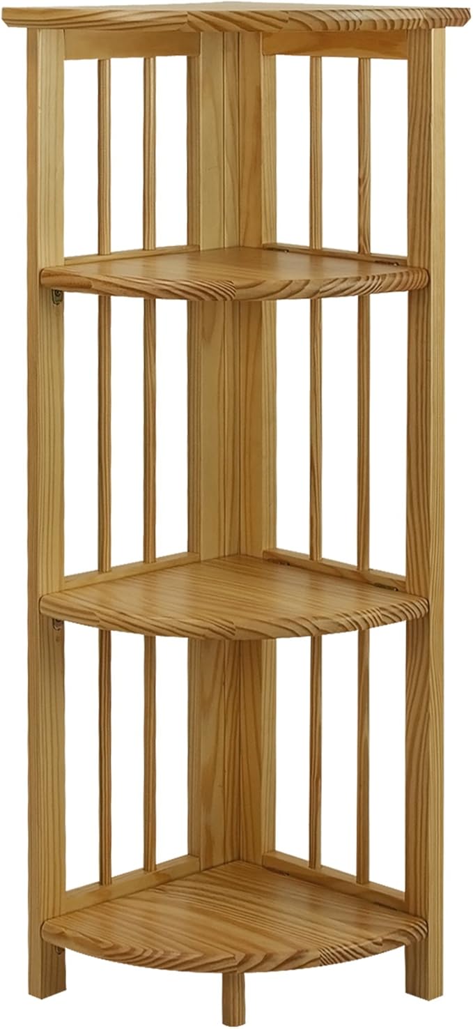 Casual Home 4-Shelf Corner Folding Bookcase, Natural
