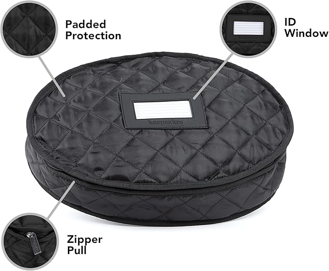 Covermates Keepsakes - Serveware Storage - Padded Protection - ID Window - Stain Resistant - Machine Washable - China Storage, Black