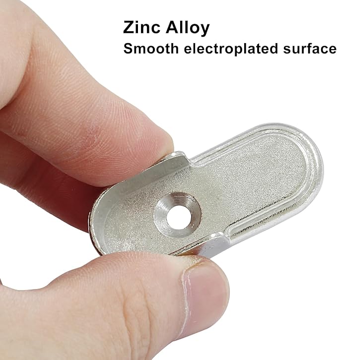 12 pcs Silver 15mm x 30mm Oval Closet Rod End Supports | Heavy-Duty Metal, Rod Holders, Wardrobe Bracket, Mounting Holes