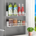 Magnetic Spice Rack for Refrigerator, 2 Pack Magnetic Shelf for Fridge with 4 Hooks, Black Magnetic Shelves, Organization and Storage Kitchen, Magnet Shelf for Fridge, Cabinet Organization