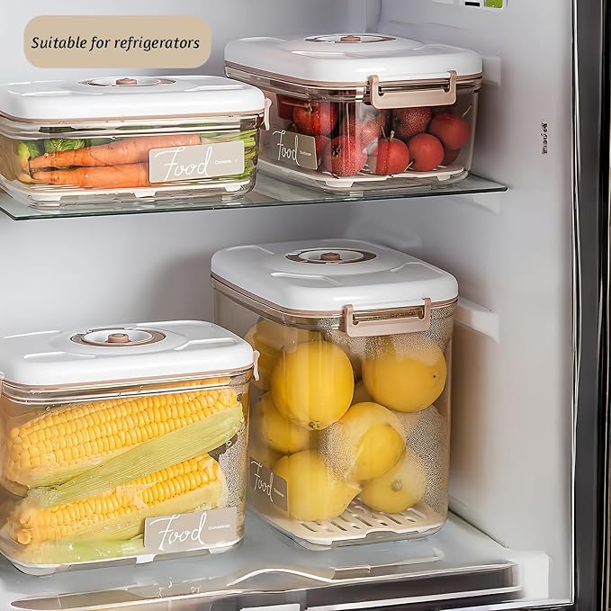 Vacuum Seal Containers - Marinade and Keep Food Fresh with Time Dial, BPA Free, Drainer, Microwave Friendly - 2 Piece Set (5.1Cups+8.9Cups Rectangular)