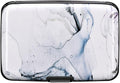 ELFISH RFID Blocking Credit Card Protector Aluminum ID Case Hard Shell Business Card Holders Metal Wallet for Men or Women (Graywhite Marble)