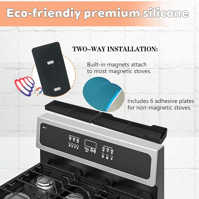 30" Magnetic Silicone Stove Top Shelf - Spice Rack for Back of Stove