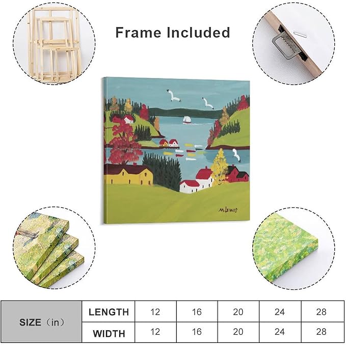 LADYIV Untitled By Maud Lewis Paintings Art Posters Home Decor Poster Wall Art Hanging Picture Print Bedroom Decorative Painting Posters Room Aesthetic 16x16inch(40x40cm)