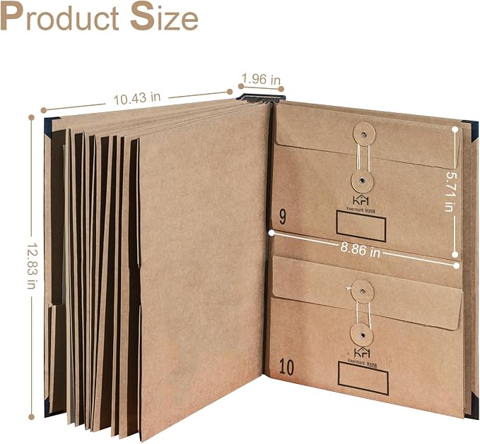 Expandable Important Document Organizer with Tabs & Pockets for Family | Expandable accordion filing, important document storage, labeled tabs & pockets, large capacity, quick access
