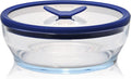Anyday 4-Cup Glass Food Storage with Glass Lid, Round Shallow Dish | Plastic-Free Meal Prep & Microwave Cookware | Stackable Airtight Storage Container with Vented Lid for Microwave-Safe Reheating