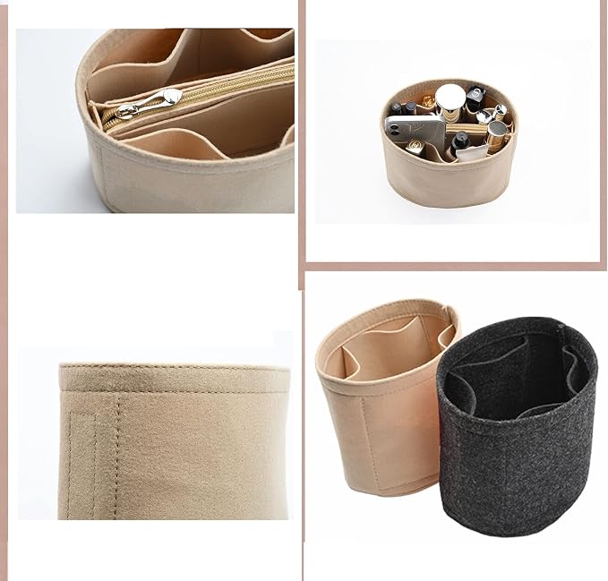 Lckaey Felt Purse Organizer Insert, for bucket liner storage bag2071Beige