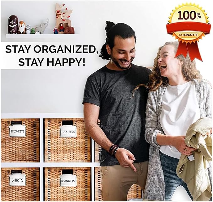 Kitchen Clip Label Holder,Silvery Metal Basket Label Clip On Holders,Basket Labels Clip Set for Pantry Organization Box,Bin Clips Labels Tags ,6 Pcs Clip Holders with 20 Pcs White Blank Cards