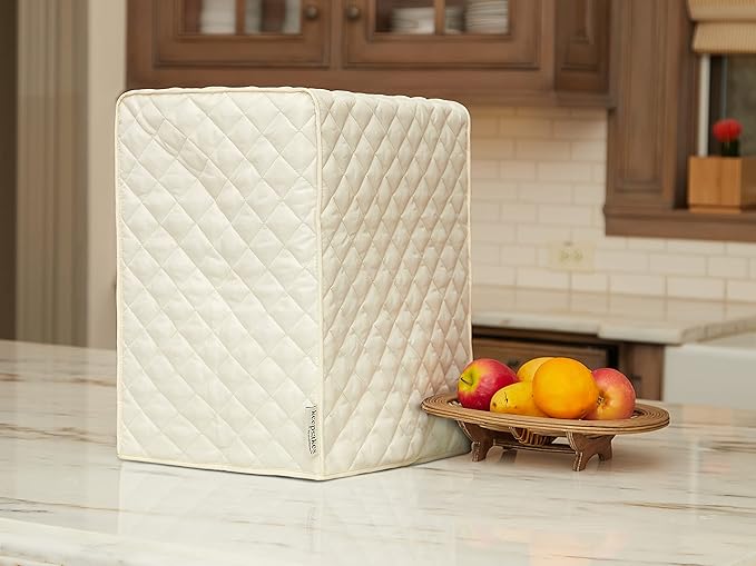 Covermates Keepsakes Rectangular Appliance Cover – Quilted Kitchen Appliance Cover for Countertop Storage – Dust Protection – Stain Resistant – Washable – Slip-On Appliance Design, Cream