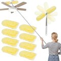 IVYROLL Dual Head Duster with Extended Handle 6 ft, Lockable Extendable Duster Kit with Extension Pole for High Ceiling Fan & Wall, 8 Refills