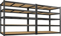 48" W Garage Shelving Heavy Duty 3080LBS Garage Storage Shelving, 5 Tier Adjustable Metal Shelving Unit Utility Rack Shelf for Warehouse, Pantry, Closet, Kitchen 72" H x 48" W x 24" D, Black,2PCS