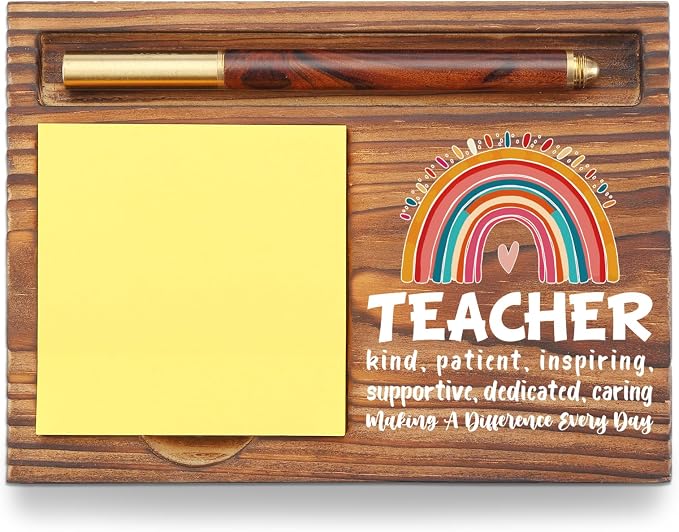 Teacher Gift Sticky Note Holder Appreciation Thank You Gift Wooden Desk Accessory Teacher Appreciation Week TZP170