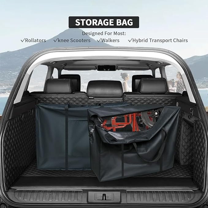 Rollator Travel Bag with 2 Medical Equipment Luggage Tag - Waterproof Wheelchair Bag for Folding Walker Wheelchair Transport Chair Portable Large Duffel Bag Carry Case (35" L x 10" W x 26" H)