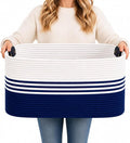 AINUOQI Laundry Basket with Handles - Blanket Basket & Hampers for Bedroom Aesthetic, Laundry Hamper & Blanket Storage for Living Room, Clothes Hamper, Tall, Large 21.7" x 16.9" x 11.8”, Blue
