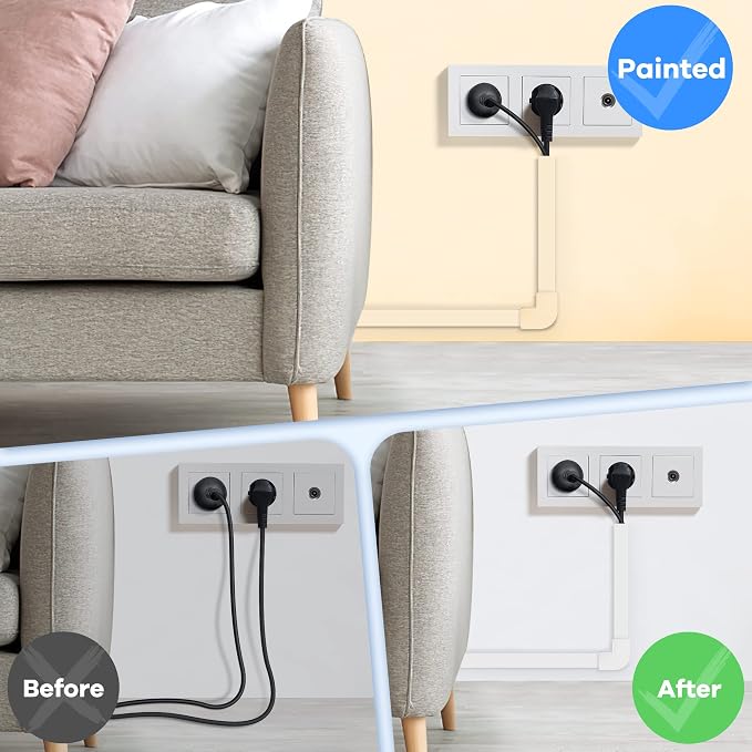 126in Cord Hider Kit (8 x L15.7in), ZhiYo Wire Hiders for TV on Wall, Paintable Cable Management Kit, Wire Cover for Wall Mount TV, Grey Cable Raceway, Cord Cover Wall Wire Management, W1.18in H0.67in
