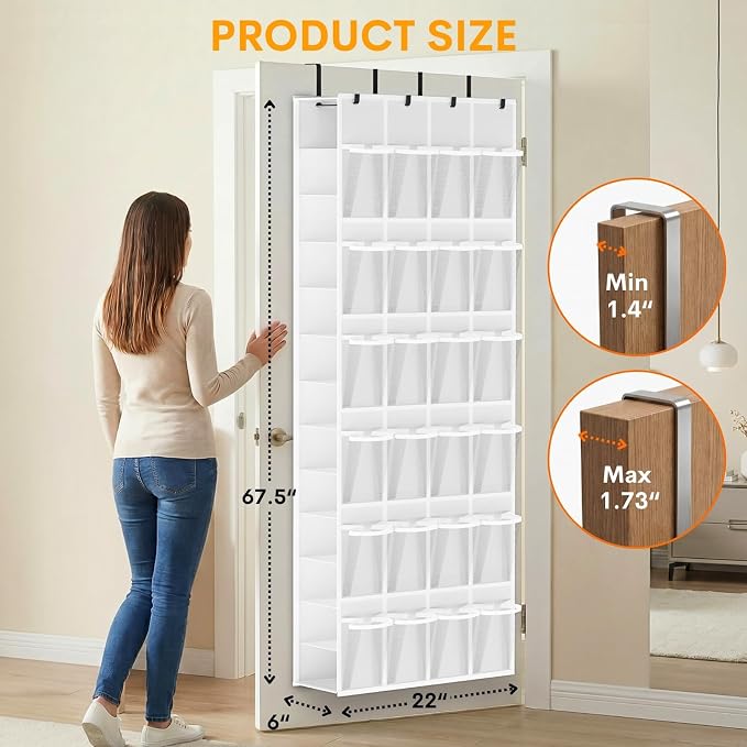 40-50 Pairs Over the Door Shoe Organizer, Large Double-Sided Pockets Hanging Shoe Rack, Space-Saving Closet Door Organizer Fits Boots,Sneakers or Larger Shoes,Shoe Storage for Bedroom, Closet,Entryway
