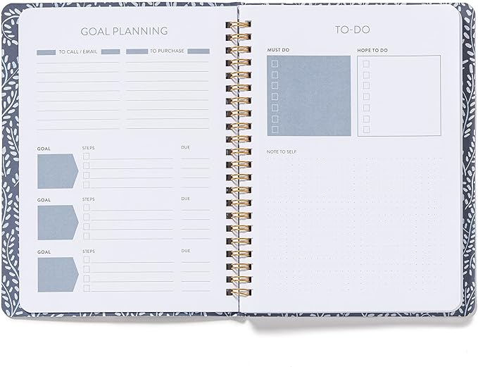 High Note Personal Planning Notebook Garden Bee, 6" x 8.25" Non-Dated Planner with 144 Lined Pages, Daily Organizer Journal, Rae Ritchie Floral Cover